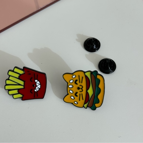 Cute Cat Burger and Fries Enamel Pins - Picture 6 of 8